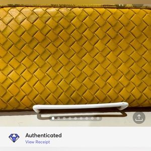Bottega Veneta Yellow Leather Long Wallet